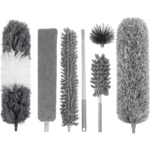 Microfiber Duster Kit for Cleaning, Reusable Bendable Washable Duster for Cobwebs,Ceiling Fan,Blinds,Furniture,Cars