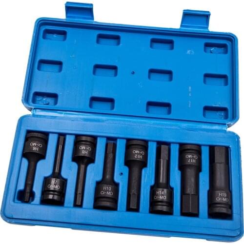 8 Piece Hex Key Set 1/2" Drive Impact H5 6 8 10 12 14 17 19mm Socket Allen Tools