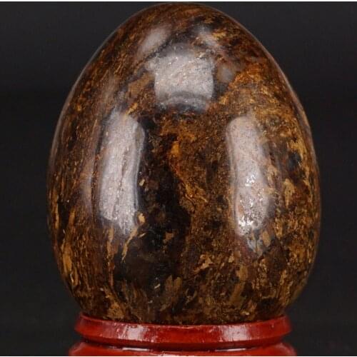 Natural Gemstone 34x44MM Bronzite Sphere Crystal Egg Chakra Healing Reiki Carving Crafts With Stand