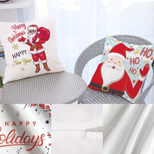 45*45cm Cute Christmas Tree Deer Santa Claus Print Pillowcase Throw Pillows Cover Cushion Cover Decorative Sofa Home Pillowslip