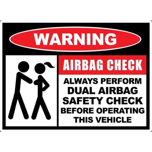 Warning Decals Warning Airbag Check Funny Vinyl Sticker Car Truck Window Decal Safety Bumper PVC Vinyl Reflective Stickers