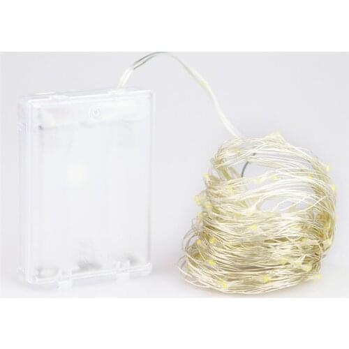 SICCSAEE 2M 5M 10M 100 Led Strings Sliver Wire 3XAA Battery Operated Christmas Wedding Party Decoration LED String Fairy Lights