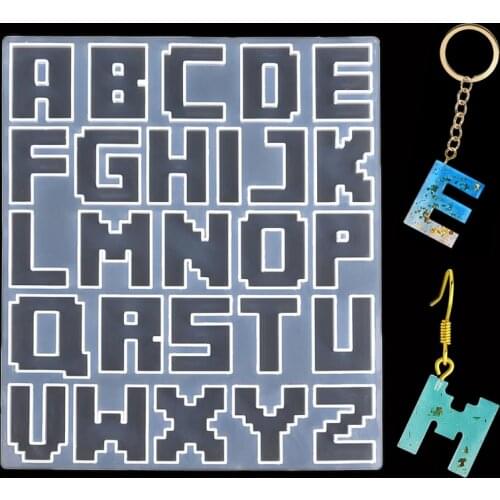 Mosaic Letter Silicone Mold DIY Crystal Epoxy Resin Mold Keychain Pendant Bracelet Earrings Jewelry Making Tools