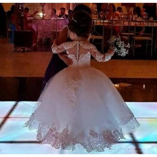 Flower Girl Dresses for Weddings Tulle Princess Lace Half Sleeve Holy First Communion Gowns Party Pageant Dress For Girls