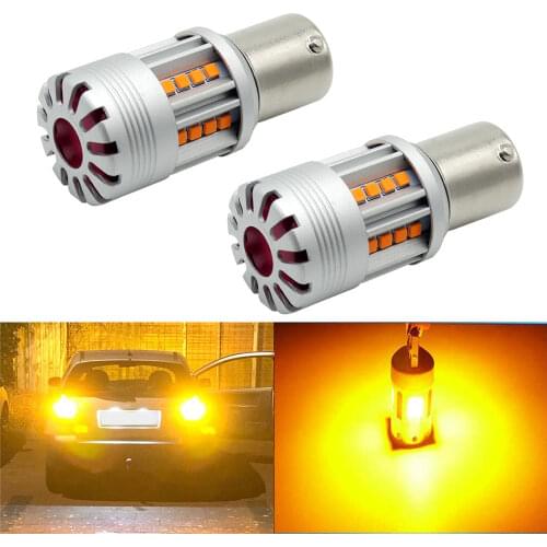 2x Bau15s 7507 PY21W LED Bulbs 21-SMD High Power LED Parking Side Marker Bulbs Amber Yellow DC12-24V 1 Year Warranty VANSSI