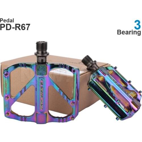 Promend Road Ultralight Anti-Slip Aluminum Alloy Pedal PD-R67 PD-R85 3 Bearing Black / Ti / Red
