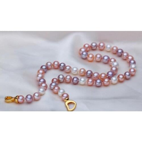 Gorgeous 9-10 mm round multicolor pearl necklace 18inch 36"