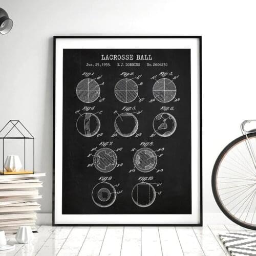 Vintage Lacrosse Ball Patent Posters and Prints Sports Wall Decor Lacrosse Ball Blueprint Art Canvas Painting Picture Decoration