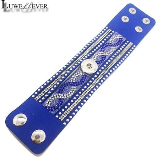 Luwellever 077 Crystal Leather Infinity Bracelet 18mm Snap Button Jewelry Charm Bangle For Women Gift Ginger Jewelry