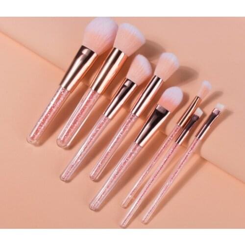 YXN 2021 8pcs Lollipop Candy Unicorn Crystal Makeup Brushes Soft Eyeshadow Powder Blush Eyebrow Brush Set Makeup Tool maquillaje