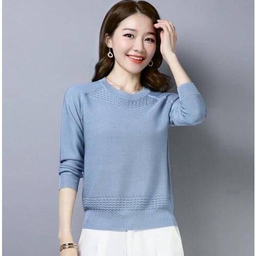 Womens thin sweater Female Long sleeve t-shirt Female Loose tops