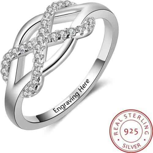 925 Sterling Silver Personalized Eternity Ring for Women Custom Engraved Wedding Engagement Rings Valentines Gift Jewelry