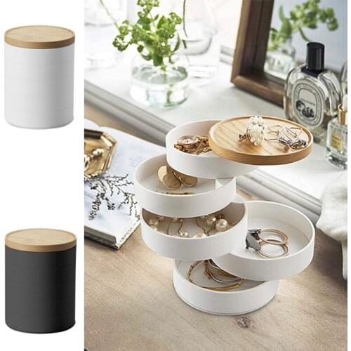 1pcs Japanese Style 5 Layers Plastic Jewelry Boxs Container Case Earrings Ring Box Multi-Function Rotatable Jewelry Storage Box