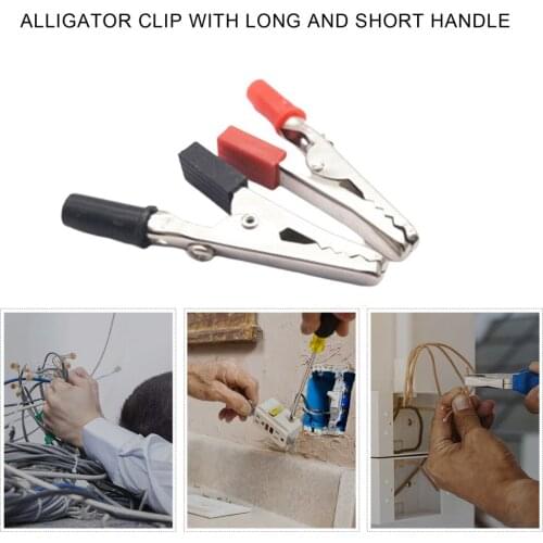 10pcs Long And Short Stalks Alligator Shaped Clip With Plastic Sheath Test Clip Metal Test Probe Battery Clamp