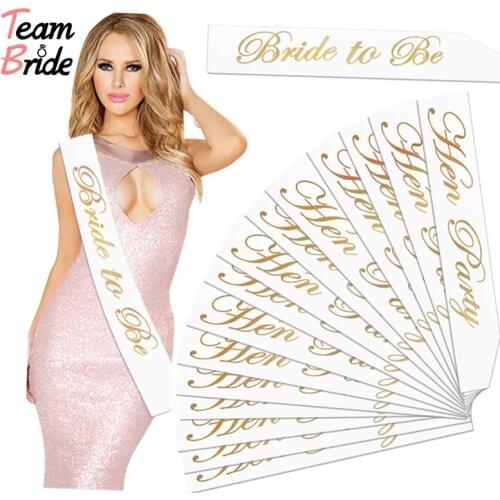 10pcs Team Bride Sash Bride To Be Sash Hen Night Girls for Wedding Bridal Shower Decorations Ring Bachelorette Party Supplies