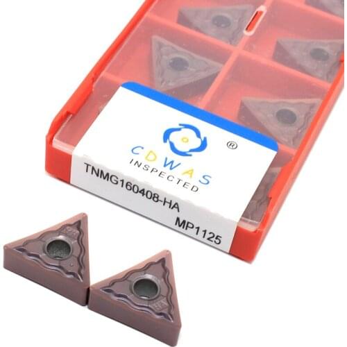 10PCS TNMG160408 HA MP1125 External Turning Tool TNMG 160408 High Quality Carbide Inserts Lathe Cutter Tool for Stainless Steel