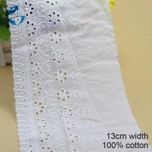 10yards 13cm 100% Cotton embroid lace sewing ribbon french lace guipure trim fabric warp knitting DIY Garment Accessories3305