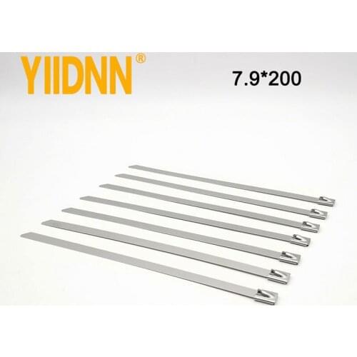 100 PC Heavy Duty 5/16〞0.31 Inches (7.9*200mm)201/304/316 Stainless Steel Exhaust Strap Wrap Coated Locking Zip Cable Ties
