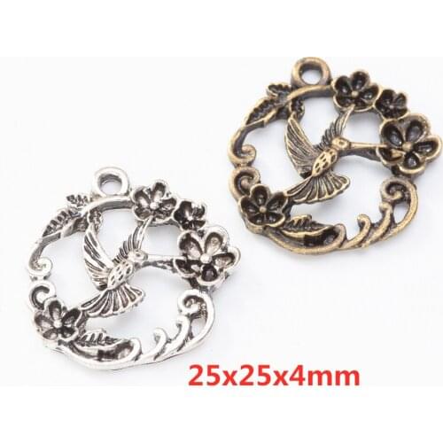 18 retro metal zinc alloy bird cage pendants DIY handmade jewelry necklace making 8419