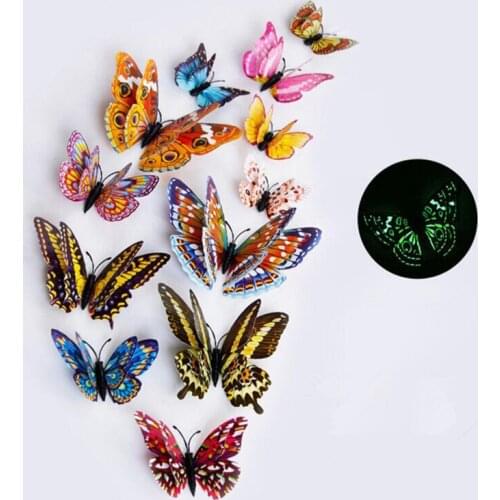 2020 Luminous Fridge Magnets 12PCS 3D Butterfly Design Decal Art Stickers Room Magnetic Home Decor DIY Wall Decoration Newest