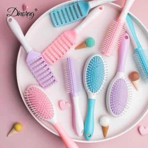 3 Pcs/Set Cute Scalp Massage Comb Detangler Wet Curly Detangling Plastic Hair Brush Women Health Care Hairbrush Styling Tools