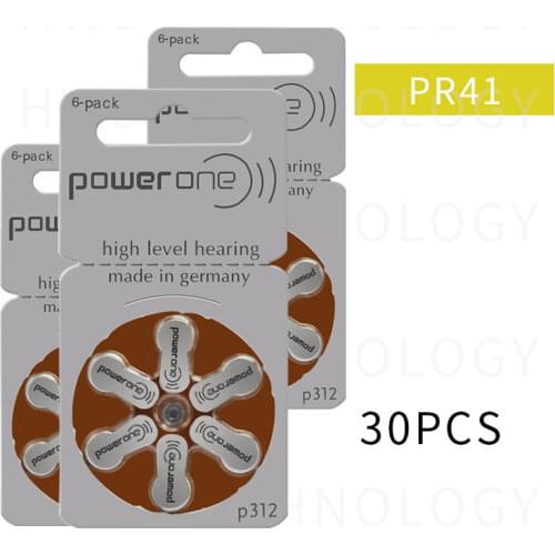 5pack(30PCS) original Zinc air batteries Size 312 P312 PR41 for hearing aid free shipping