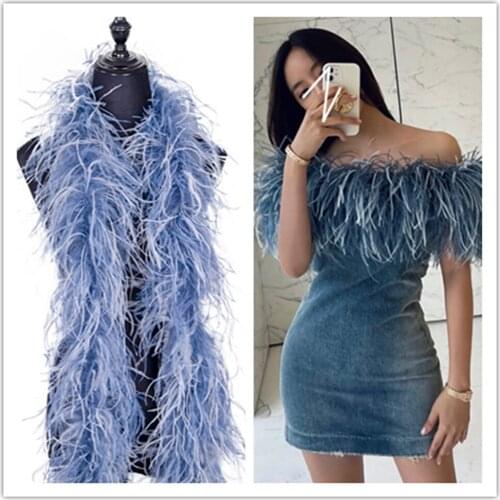 6ply Double Color Ostrich Feather Boa High quality Natural Ostrich Feather Boas for Craft Wedding Dress Sewing Decoration Scarf