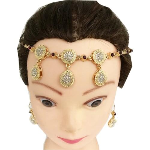Algerian Women Jewelry Zircon Crystal Headchain Wedding Bead Hair Accessories Muslim AccessoriesمجوهراتBijoux necklace