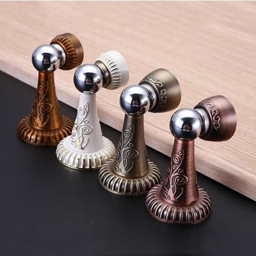 Antique Carved Mechanical Door Stops Door Stopper Quiet Door Holder Toilet Glass Door Catch Hidden Doorstop Furniture Hardware