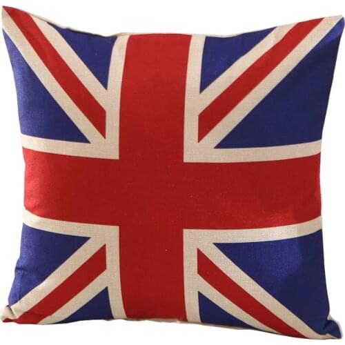 Bugat Beige Cotton Blend Linen Square Decorative Throw Pillow Covers - Indoors or Outdoors Cushion Cases (Rice Flag