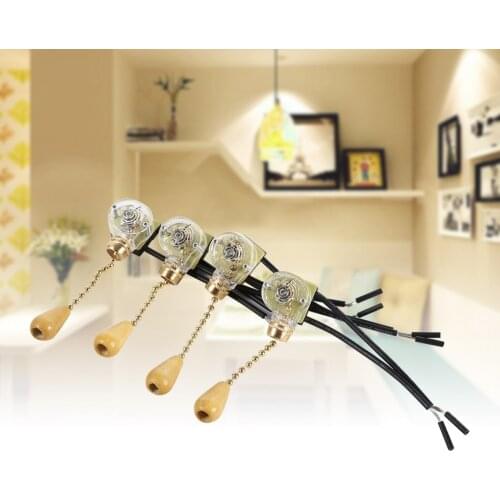 4pcs/lot Lighting Pull Chain Cord Switch Home Ceiling Fan Chain Cord Button Engineering Plastic Shell Copper Components Chain