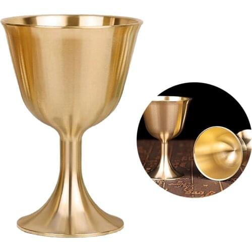 Pure Copper Chalice Cup Wine Goblet Brass Drinking Glasses Beverage Tumbler Brass Goblet Metal Liquor Tumbler For Party Home