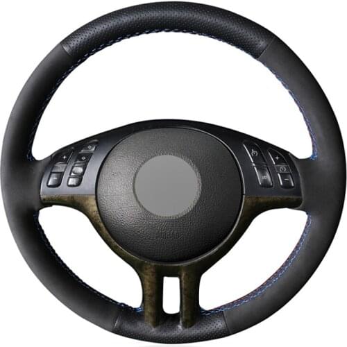 Black Artificial Leather Suede No-slip Car Steering Wheel Cover for BMW E46 318i 325i 330ci E39 X5 E53 Z3 E36/7 E36/8(Coupe)