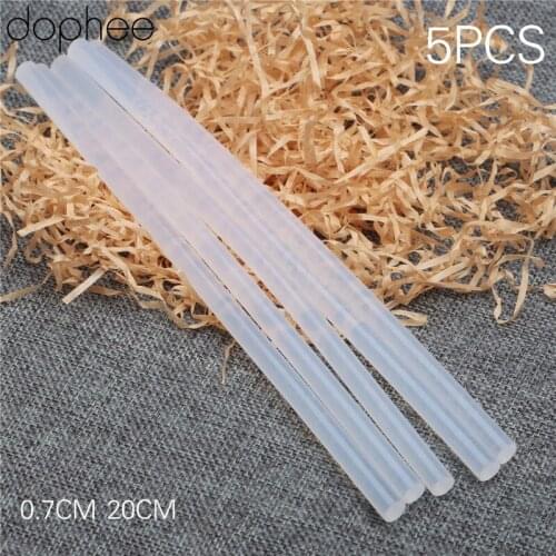 Dophee 5Pcs 7mmx20cm Clear Hot Melt Gun Glue Sticks Plastic Transparent Sticks for Glue Gun Craft Hobbies DIY Repairs Tools Hot