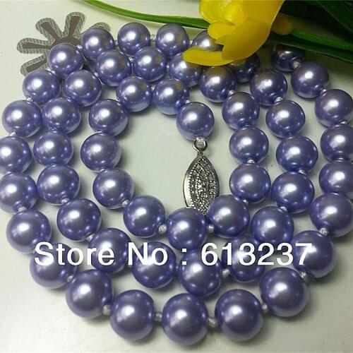 Hot sale 8mm lovely purple simulated-pearl shell round beads diy jewelry necklace free shipping making 18inch YE0035