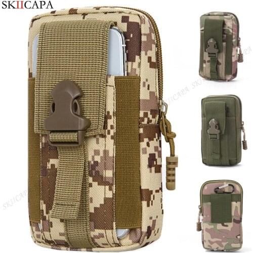 Canvas Tactical Molle Pouch Phone Bag for OPPO Reno 6 Pro Plus 5 5A 5Z A54 A53S A94 F19 Find X3 Pro Waist Belt Pack Wallet Case