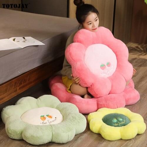 Kawaii Fruits Flowers Shaped Plush Toy Stuffed Doll Cat Pet Cushion Mat Pillow Home Bedroom Car Shop Restaurant Decor Girl Gift