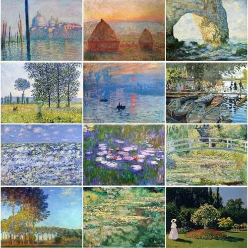 Famous French Painter Monet Series 5D DIY Diamond Painting Full Square/Round Diamond Embroidery Kits Rhinestones Mosaic Painting
