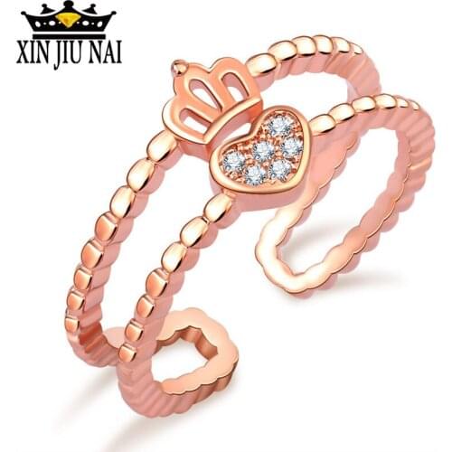 Classic retro simple open adjustable crown heart fashion bride wedding engagement womens Elegance, luxury and simplicity ring