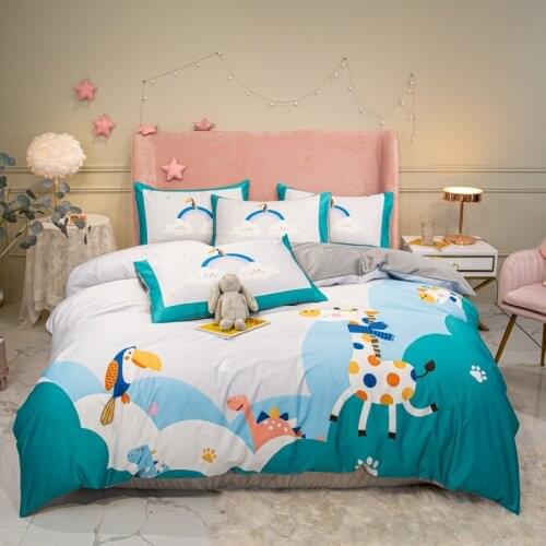 Cute Giraffe Bedding Sets Egyptian Cotton Duvet Cover Queen King Size Flat/Fitted Sheet Pillowcase