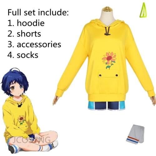 HOT Anime WONDER EGG PRIORITY Ohto Ai Cosplay Costume for Men Women Full Set Hoodie Halloween Party Role Play Uniform with Wig
