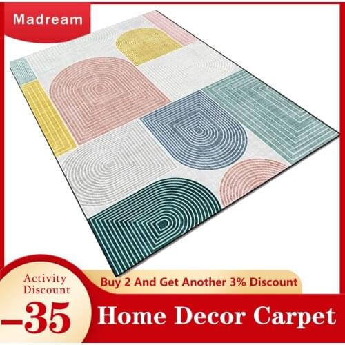 Rugs Living Room Modern Nordic Style Gradient Back Shape Carpets For Bedroom Geometric Color Block Decor Home Bedside Floor Mats