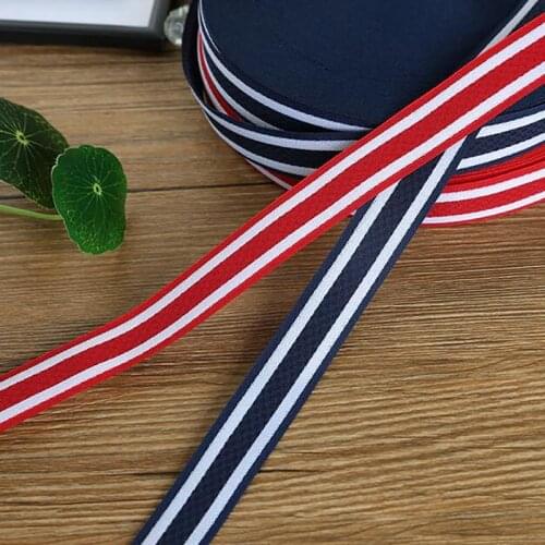 White Stripe Ribbon Red blue background Hot 20mm Webbing For Handwork Apparel & Sewing Fabric Edge Accessories BBXY-0133