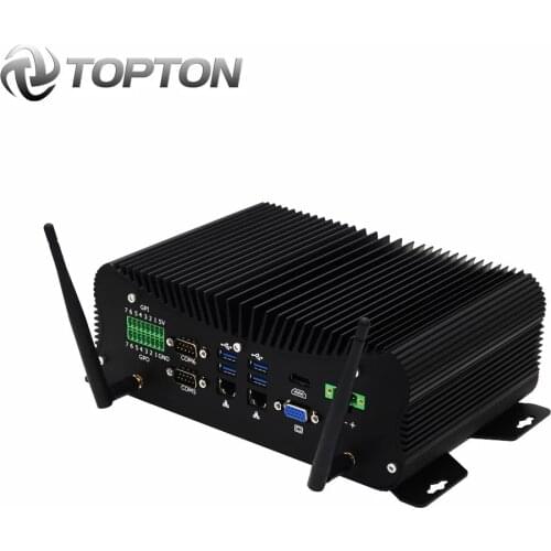 Topton Industrial Fanless Mini PC Intel i7 10510U i5 8265U 2*DDR4 M.2 NVME+MSATA+2.5'SATA 2*COM HDMI VGA WiFi Rugged Computer