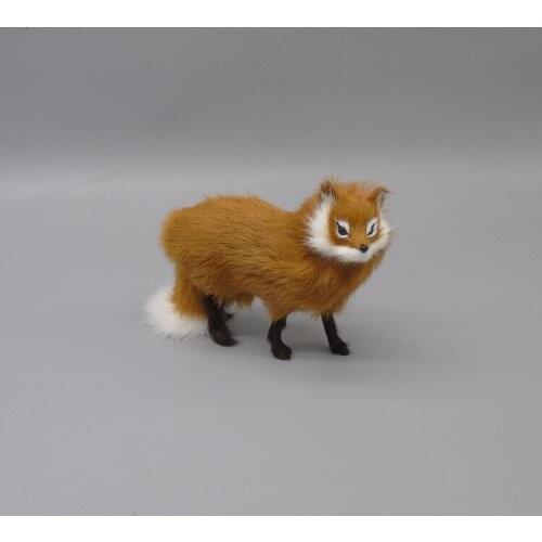 16x12cm simulation fox model polyethylene&fur brown fox prop handicraft home decoration gift b1809