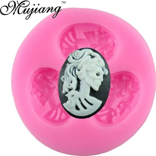 Mujiang Halloween Skull Girl Silicone Mold Sugarcraft Chocolate Candy Clay Molds Fondant Cake Decorating Tools Kitchen Baking