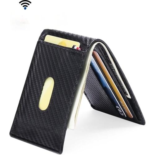 Men wallets New mens carbon fiber grain US dollar clip Card package Short fashion wallet RFID antimagnetic wallet men