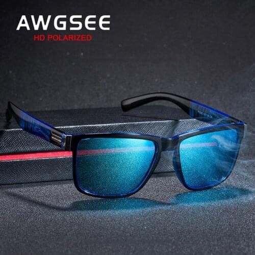 AWGSEE Brand Design Polarized Sunglasses Men Driving Shades Male Sun Glasses For Men Spuare Mirror Eyewear Summer UV400 Oculos