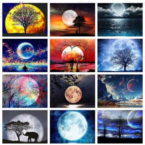 Full Square Round Drill 5D DIY Diamond Painting Moon Scenery Diamond Embroidery Cross Stitch Kit Rhinestones Landscape Picture