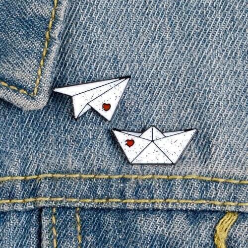 Paper Plane Enamel Lapel Pins Set Button Handcraft Badges Boat Heart Brooches Jewelry Accessories Gift for Bag Jeacket